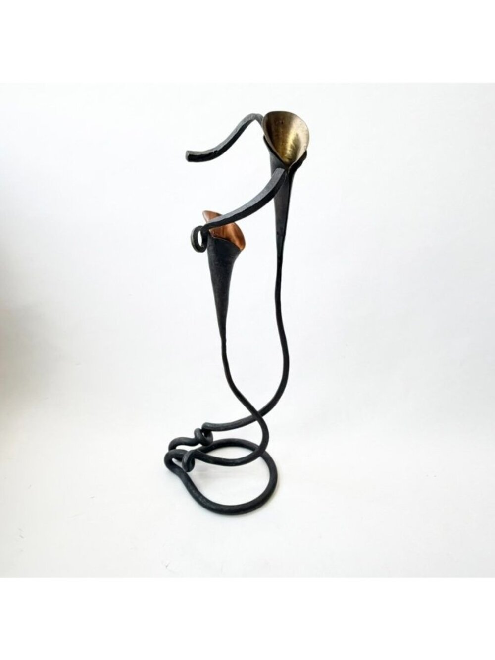 J. Brubaker Metal Couple Sculpture Candle Holder Art Decor Figurine Black Brass
